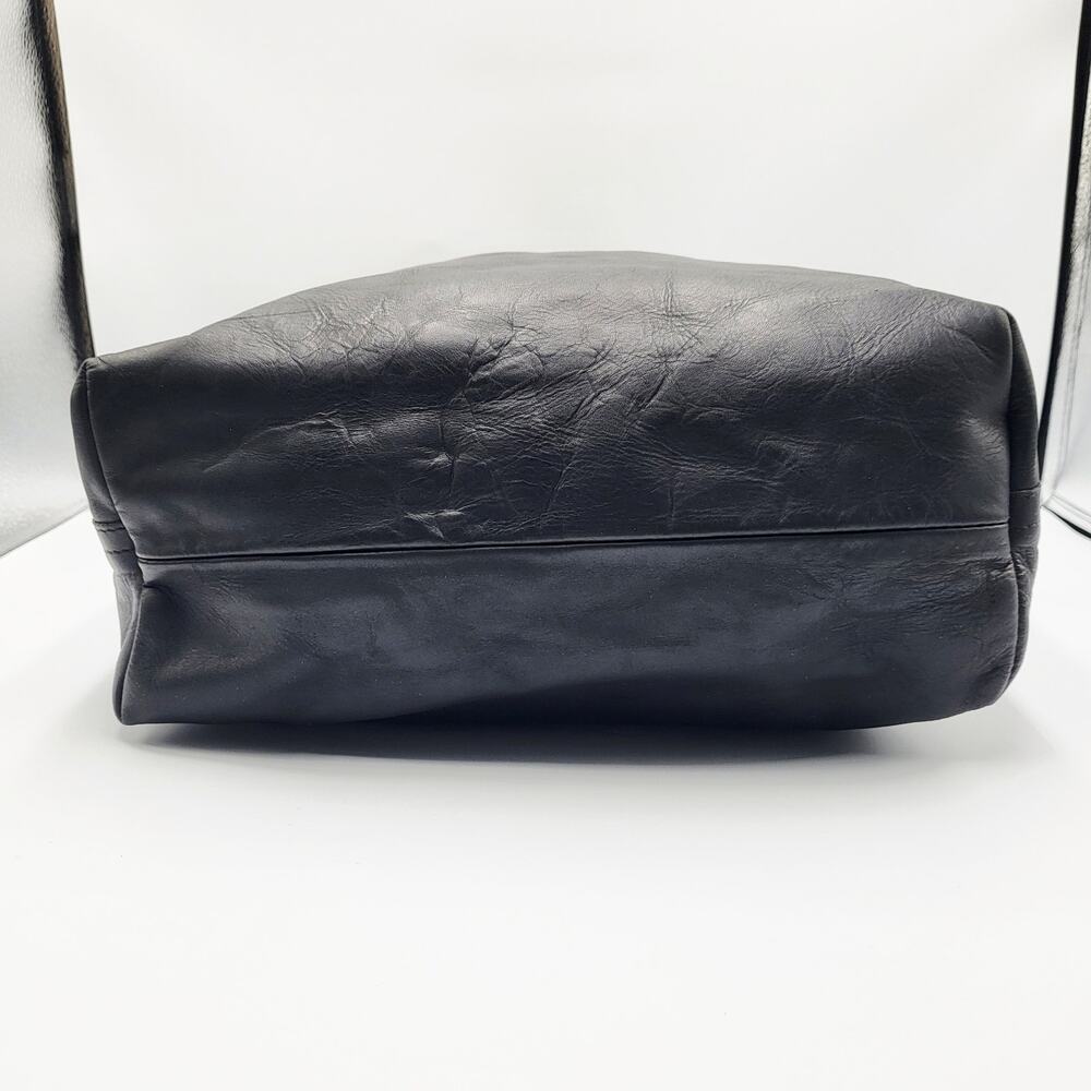 Meyelo Classic Artisan Crafted Black Leather Signature Tote Caryall Shopper Bag - Picture 5 of 13